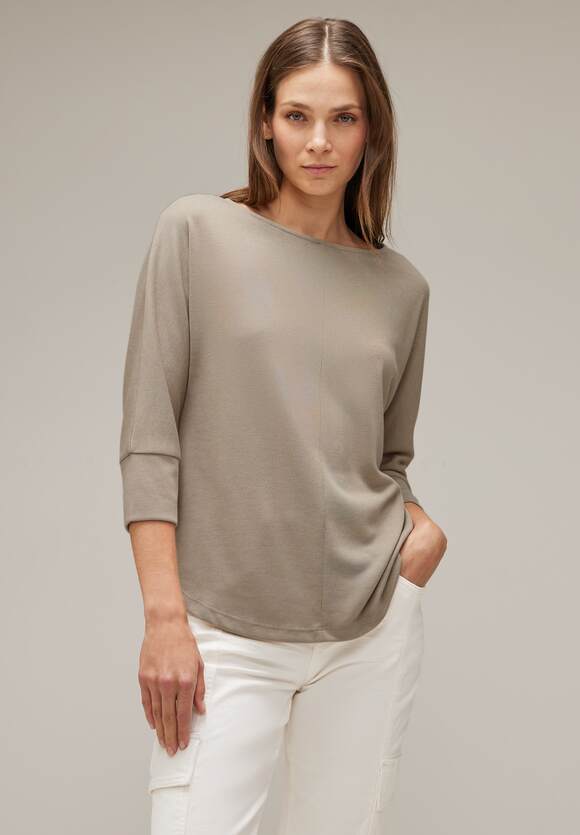 ONE - STREET | Online-Shop Melange Shirt STREET Basic Sand Strickoptik in Bleached ONE Damen