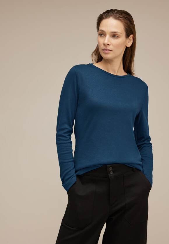 STREET Online-Shop Damen ONE | Blue Basic Langarmshirt STREET ONE Atlantic -