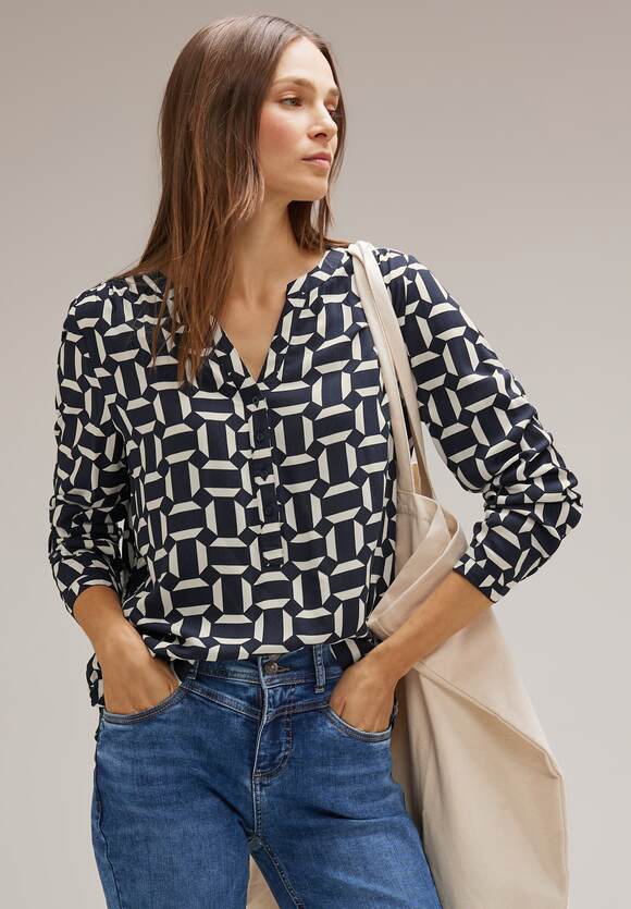 STREET ONE - mit - STREET | Damen ONE Deep Blue Print Viskose Bluse Bamika Style Online-Shop