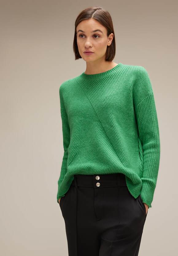 STREET ONE Pullover mit Struktur Damen - Fresh Gentle Green Melange | STREET  ONE Online-Shop