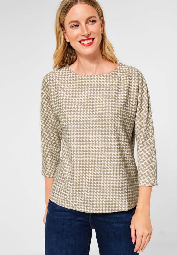 STREET ONE Shirt im Jacquard Muster Damen - Buff Sand Melange | STREET ONE  Online-Shop