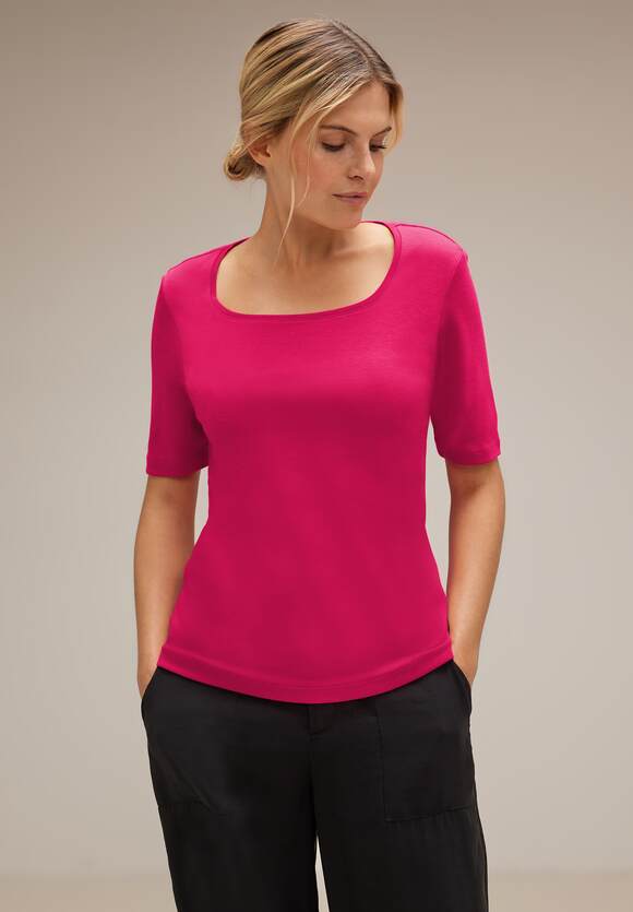 STREET ONE Shirt mit Fiesta Pania Online-Shop Damen Pink | - - Style Karrée Ausschnitt STREET ONE