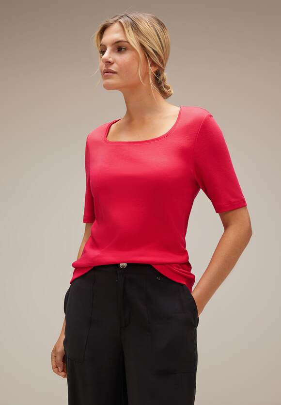 Damen ONE mit Shirt Karrée Pania STREET ONE STREET Ausschnitt - | Online-Shop Fiesta Style - Red