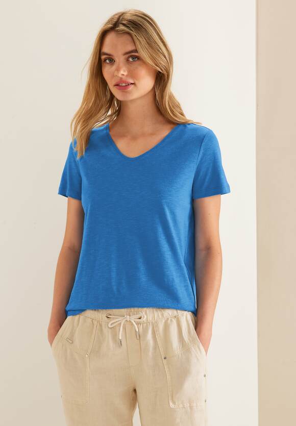 STREET ONE Style Online-Shop | Bay - STREET in Slub Blue - Gerda Damen Unifarbe T-Shirt ONE