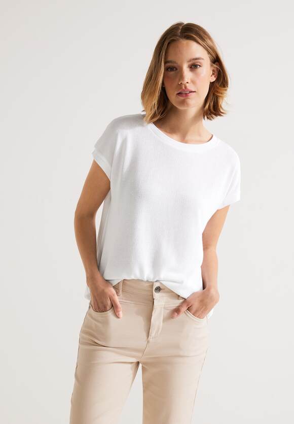 STREET ONE Stricklook T-Shirt Damen - White | STREET ONE Online-Shop