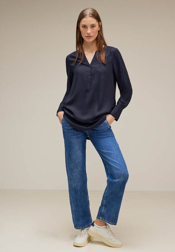 Damen ONE Longbluse Unifarbe | Bamika ONE - - Deep in STREET Online-Shop Blue STREET Style