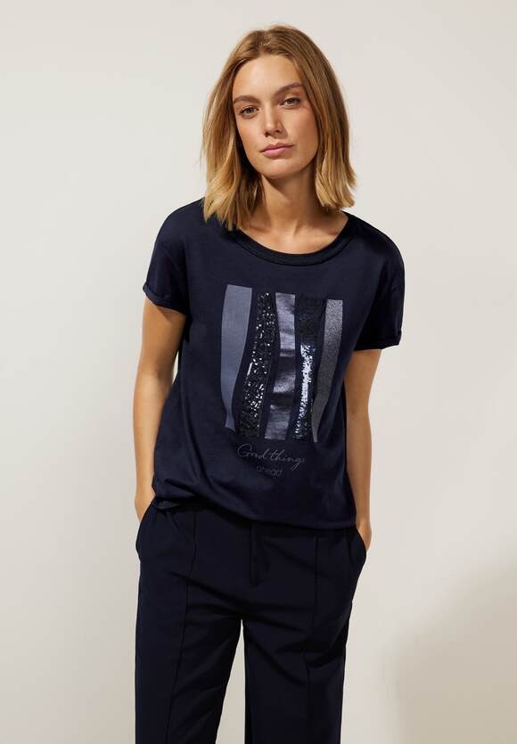 mit Deep STREET | ONE Blue STREET - Artwork ONE Damen Shirt Online-Shop Pailletten