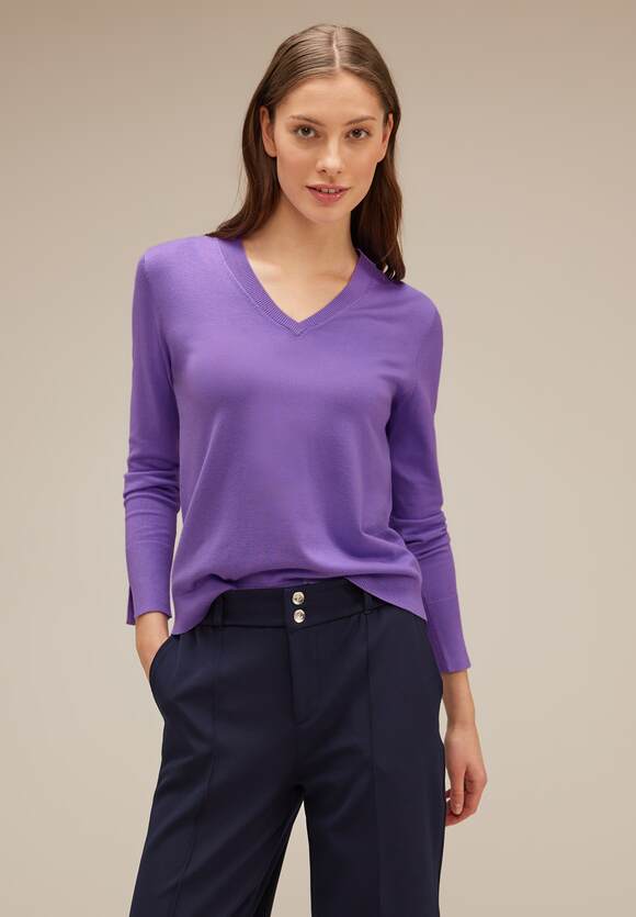 | - ONE STREET V-Ausschnitt ONE mit STREET Pullover Damen Lilac Online-Shop Lupine