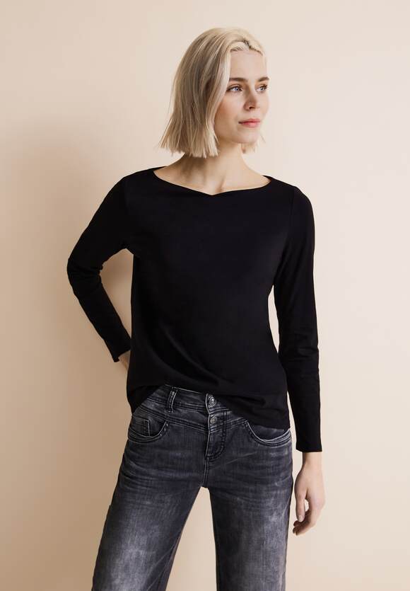 STREET ONE Softes Langarmshirt Damen - Black | STREET ONE Online-Shop