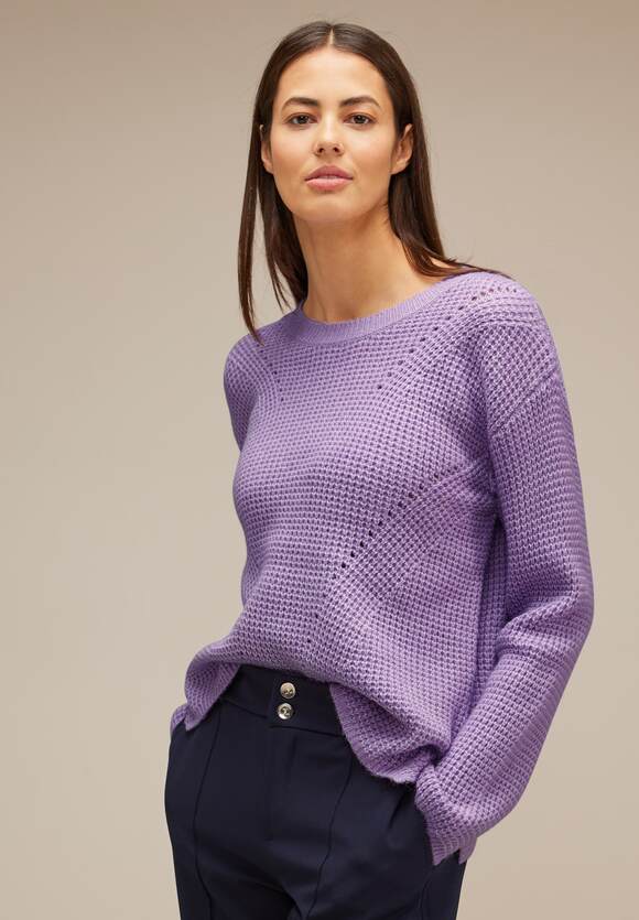 STREET ONE Pullover mit Strickmustermix Damen - Soft Pure Lilac Melange | STREET  ONE Online-Shop