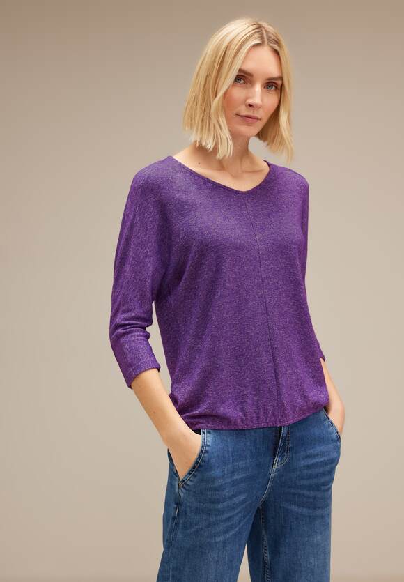 STREET ONE Shirt in Melangeoptik Damen - Deep Pure Lilac Melange | STREET  ONE Online-Shop