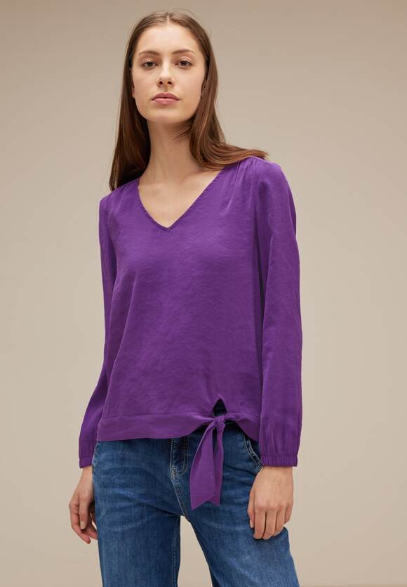 STREET ONE Bluse mit Knotendetail Damen - Deep Pure Lilac | STREET ONE  Online-Shop