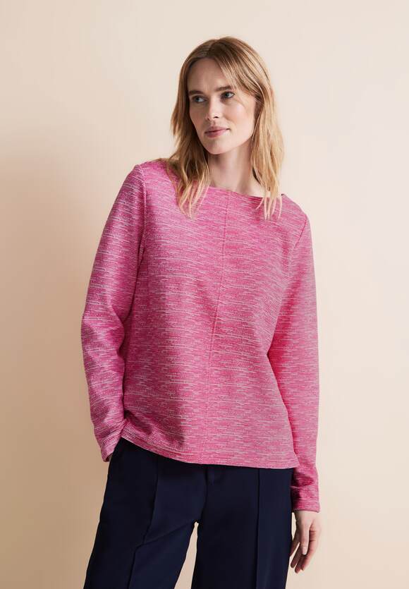 STREET ONE Struktur Langarmshirt Damen - Cozy Pink | STREET ONE Online-Shop