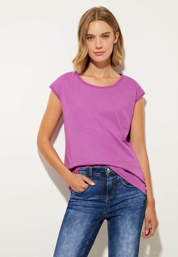 STREET ONE T-Shirt mit Rippdetail Damen - Meta Lilac | STREET ONE  Online-Shop