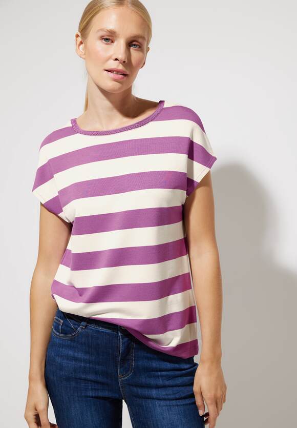 STREET ONE Streifenshirt mit Rundhals - | Damen STREET Online-Shop Meta ONE Lilac