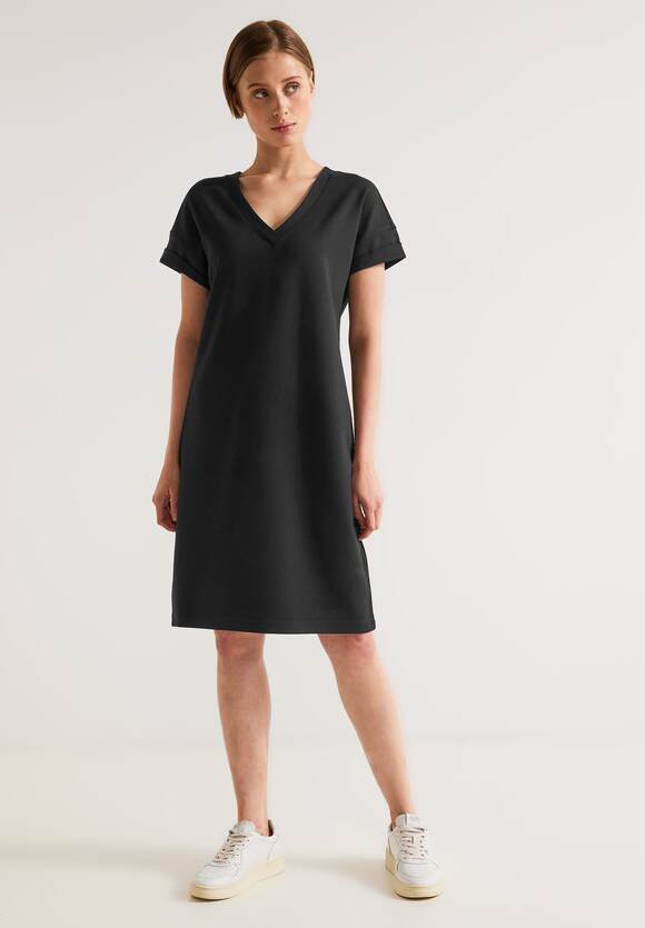 STREET ONE Jersey Kleid in - | Black STREET Unifarbe ONE Damen Online-Shop