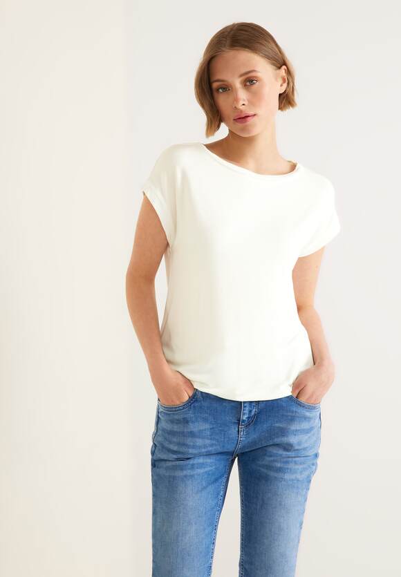 STREET ONE T-Shirt mit Stricktape Damen - Off White | STREET ONE Online-Shop | T-Shirts