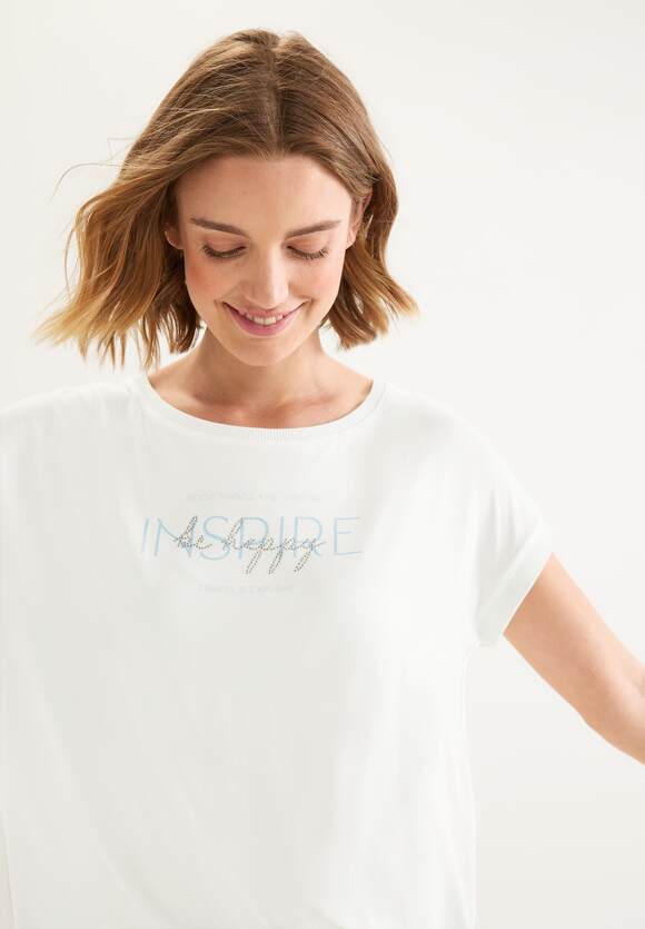 STREET ONE T-Shirt mit Wording | ONE - STREET Online-Shop White Off Damen
