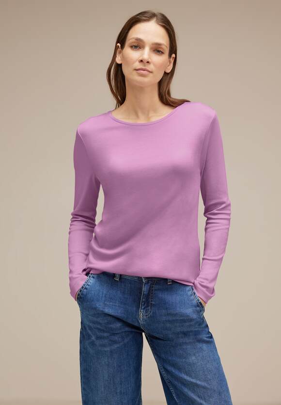 STREET ONE Basic Langarmshirt Damen Bright ONE | Rose - STREET Online-Shop