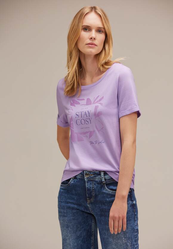 STREET ONE T-Shirt STREET Steinchendetails Pure Lilac | - Online-Shop ONE Damen mit Soft