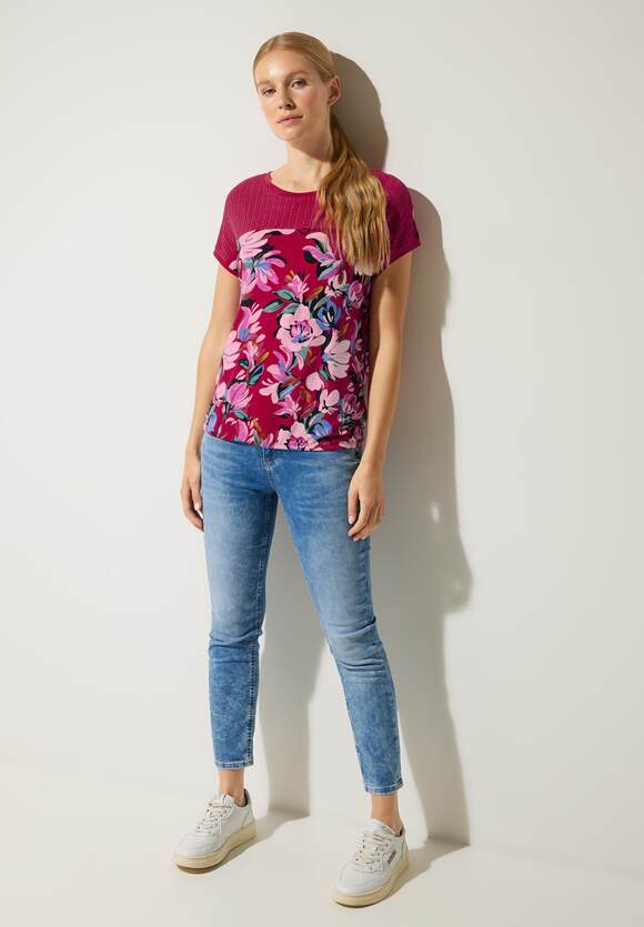STREET Spitzendetail STREET Damen Style ONE Rose Online-Shop Vianna ONE - | mit - Berry Printshirt