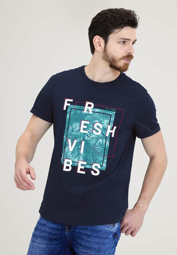 STREET ONE MEN T-Shirt im ONE | Blue - Printmix Herren STREET Navy Deep Online-Shop