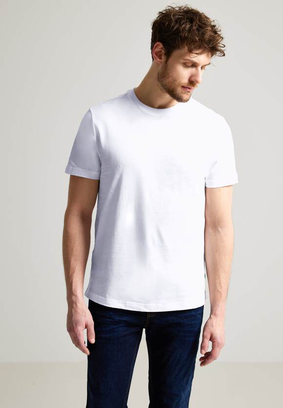 STREET ONE MEN Basic White STREET Herren in - Online-Shop T-Shirt ONE Unifarbe 