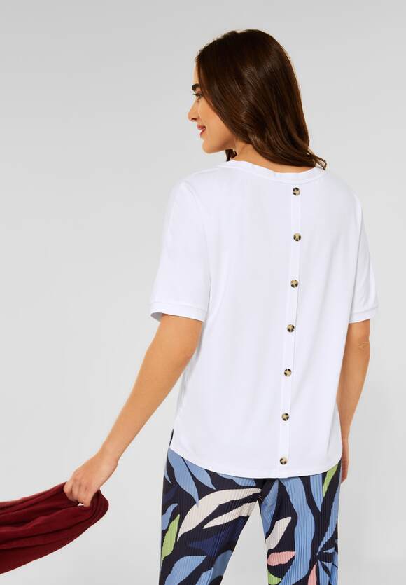 Damen STREET ONE im ONE White T-Shirt Materialmix - | STREET Online-Shop