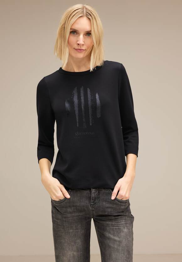 Online-Shop STREET Shirt - | Glitzer-Print ONE mit Black STREET Damen ONE
