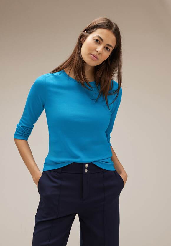 STREET ONE Basic Shirt mit 3/4 Arm Damen - Aquamarine Blue | STREET ONE  Online-Shop