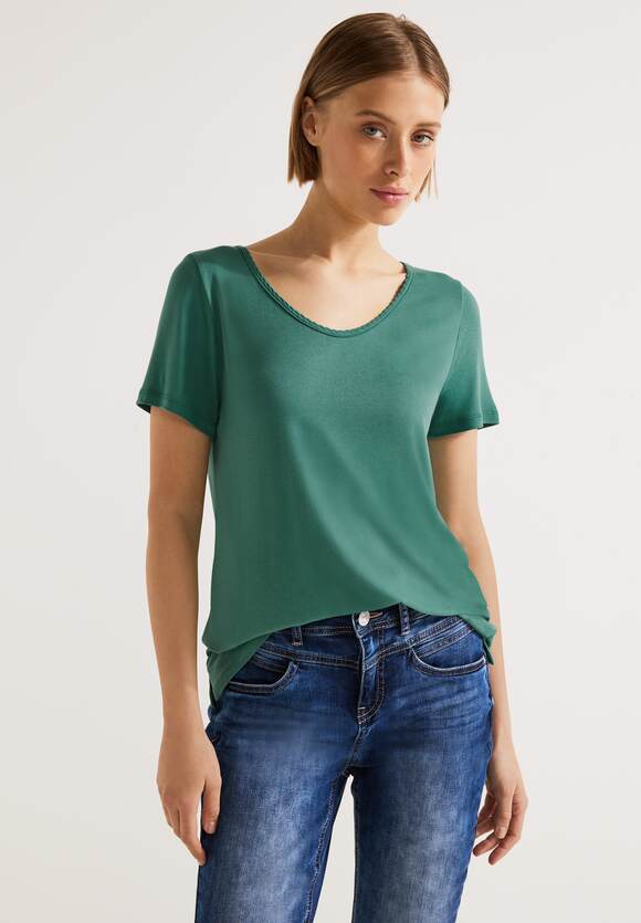 mit Dekosaum | ONE Damen Online-Shop Shirt STREET STREET Green - Lagoon ONE