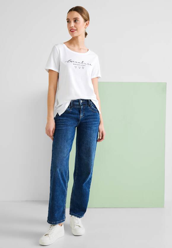 STREET ONE T-Shirt mit Partprint Damen - White | STREET ONE Online-Shop