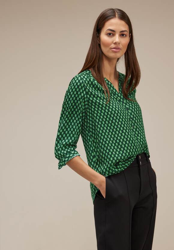 Gentle - STREET ONE Bluse Style Bamika mit Damen Green Dark Minimalprint - ONE STREET | Online-Shop