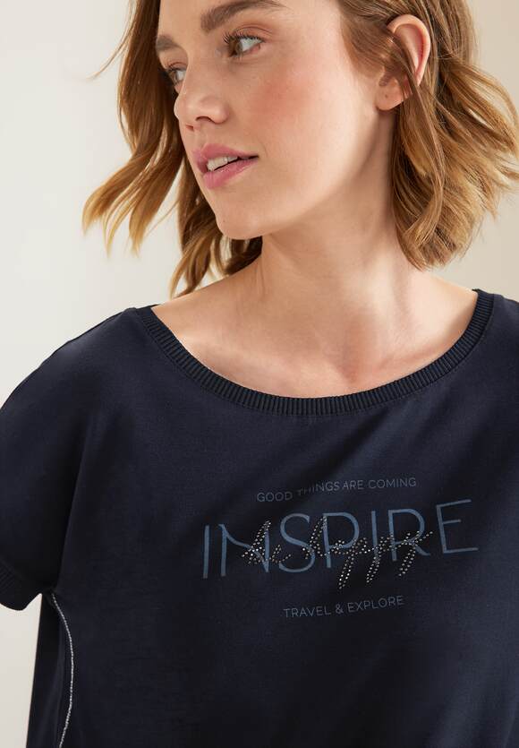 | ONE Online-Shop Damen Deep T-Shirt STREET - Blue STREET Wording ONE mit