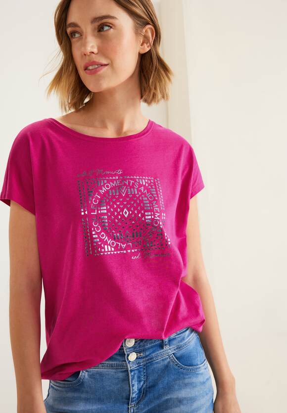 STREET ONE T-Shirt mit Folienprint Damen - Nu Pink | STREET ONE Online-Shop