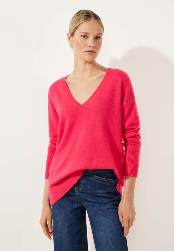 STREET ONE Pullover mit STREET Coral Damen V-Ausschnitt - Blossom | ONE Online-Shop