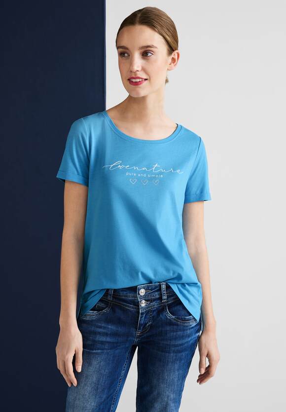STREET ONE T-Shirt mit Partprint Damen - Splash Blue | STREET ONE  Online-Shop