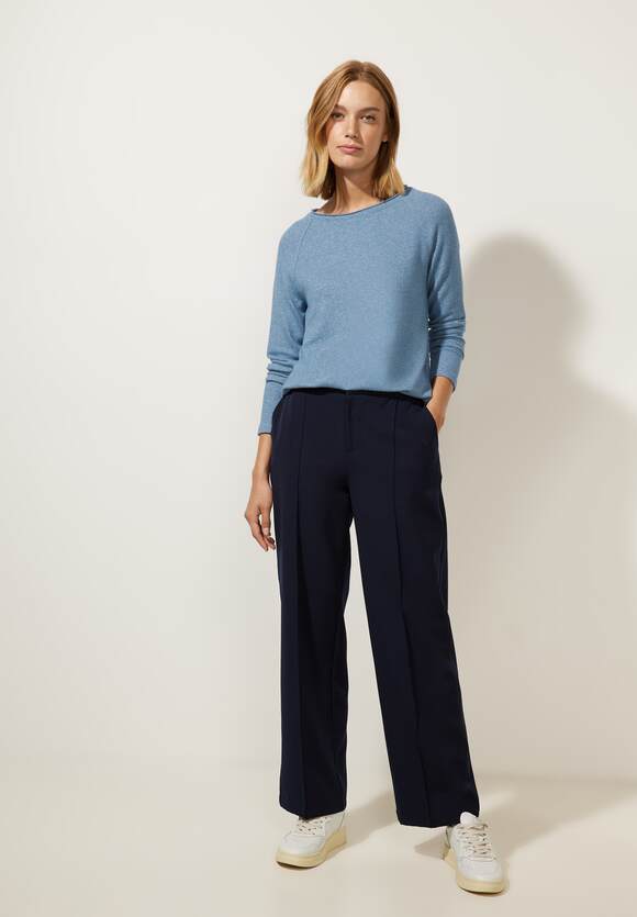 STREET ONE Softes Melange Langarmshirt Damen - Style Mina - Satin Blue  Melange | STREET ONE Online-Shop