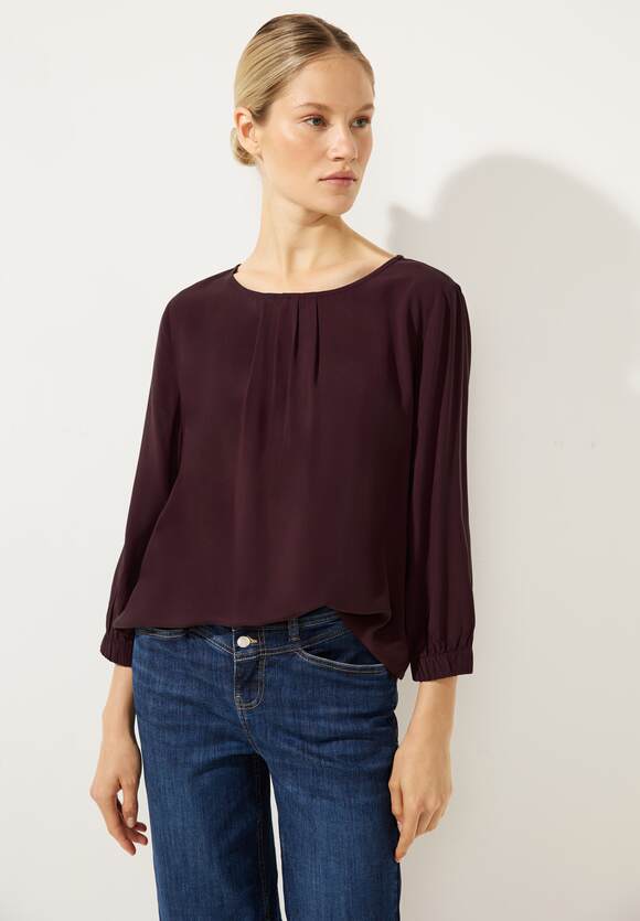 STREET ONE Unifarbene Bluse mit Falten Damen - Purple Brown | STREET ONE  Online-Shop