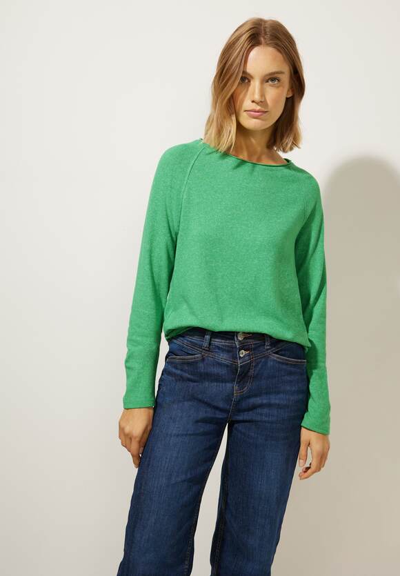 STREET ONE Softes Melange Langarmshirt Damen - Style Mina - Fresh Gentle  Green Melange | STREET ONE Online-Shop