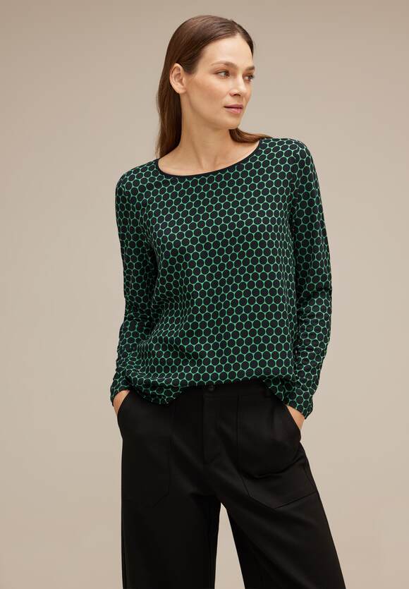 STREET ONE Shirt im Materialmix Damen - Style Evi - Fresh Gentle Green | STREET  ONE Online-Shop