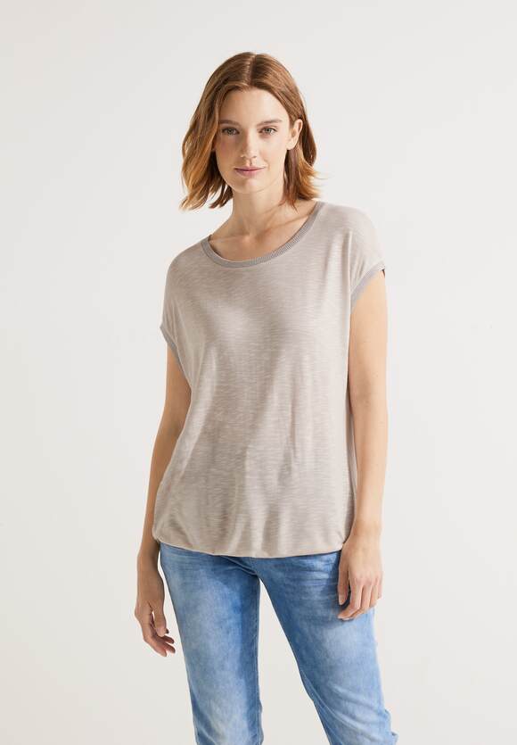 STREET ONE Shirt met glinsterende details Dames - Smooth Stone Sand | STREET  ONE Online-Shop