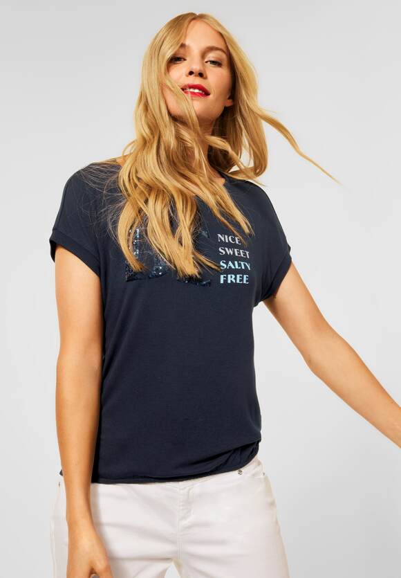 mit STREET ONE | ONE - T-Shirt Partprint Grand Damen Blue STREET Online-Shop