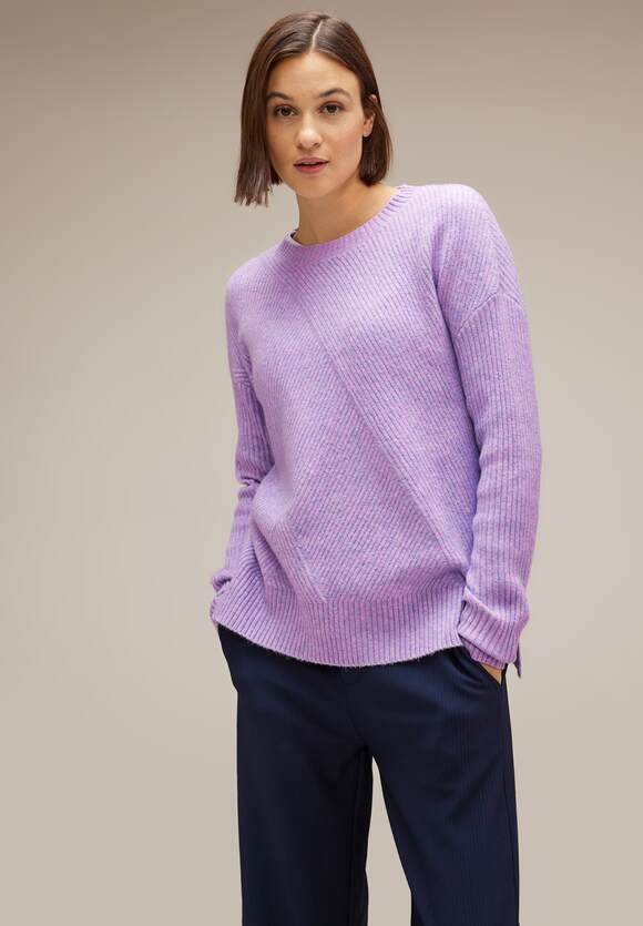 STREET ONE Pullover mit Struktur Damen - Soft Pure Lilac Melange | STREET  ONE Online-Shop