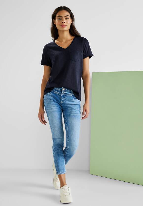 STREET Online-Shop Deep | Damen T-Shirt - Leinenlook ONE ONE Blue im STREET