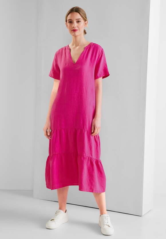 STREET ONE Leinenkleid mit Volants Damen - Oasis Pink | STREET ONE  Online-Shop