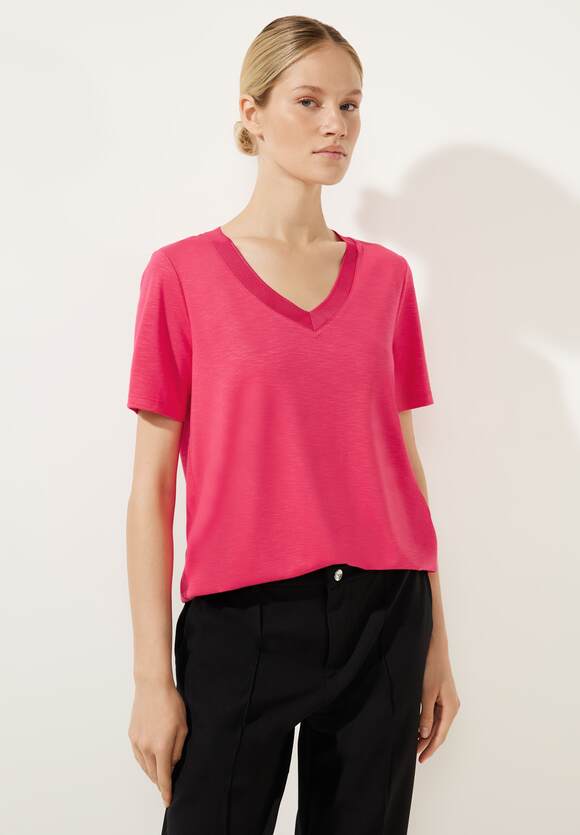 ONE Blossom Shirt STREET ONE - mit Rippkragen Damen | STREET Coral Online-Shop