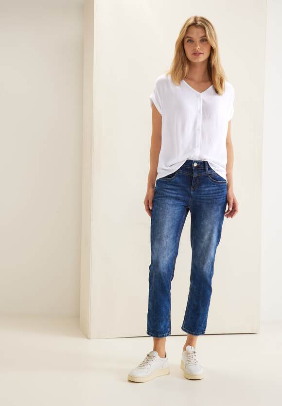STREET ONE Shirt im Materialmix Damen - White | STREET ONE Online-Shop