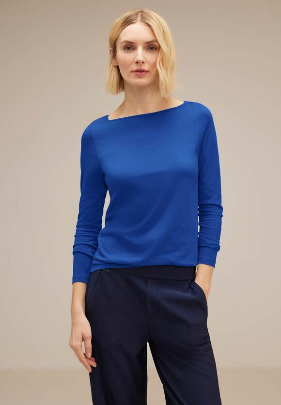 STREET ONE Basic Langarmshirt Damen - Fresh Intense Gentle Blue | STREET ONE  Online-Shop