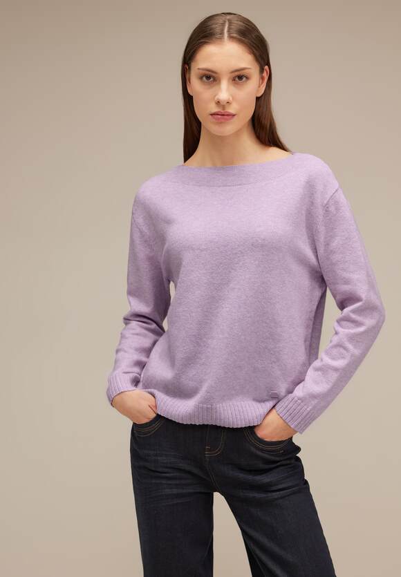 STREET ONE Softer Strickpullover Damen - Soft Pure Lilac Melange | STREET  ONE Online-Shop